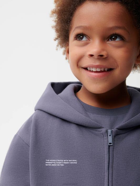 Mikina s kapucí 365 na zip R6FH553 břidlicově modrá oblečení Pangaia děti