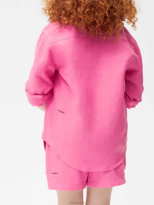 aloe lněná košile s dlouhým rukávem R6FH583 plameňák růžový oblečení Pangaia děti