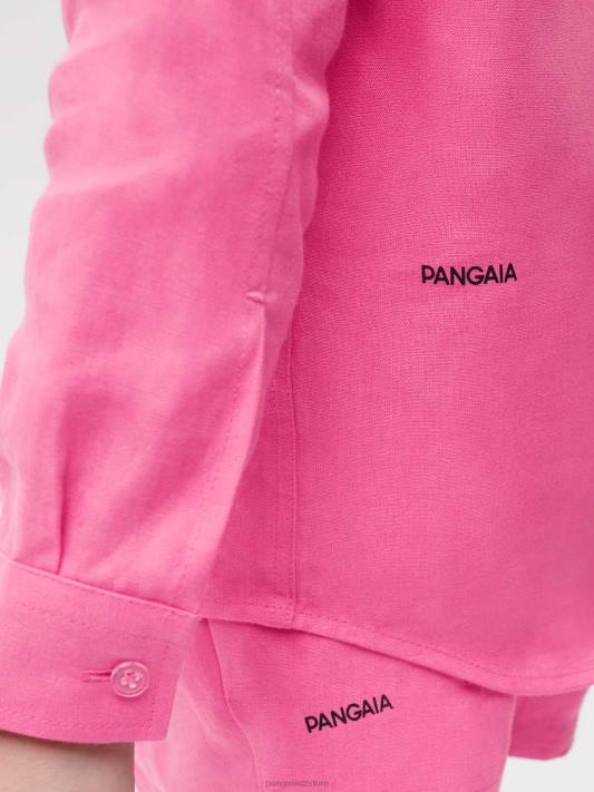 aloe lněná košile s dlouhým rukávem R6FH583 plameňák růžový oblečení Pangaia děti