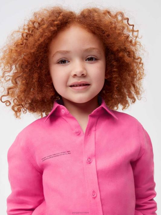 aloe lněná košile s dlouhým rukávem R6FH583 plameňák růžový oblečení Pangaia děti