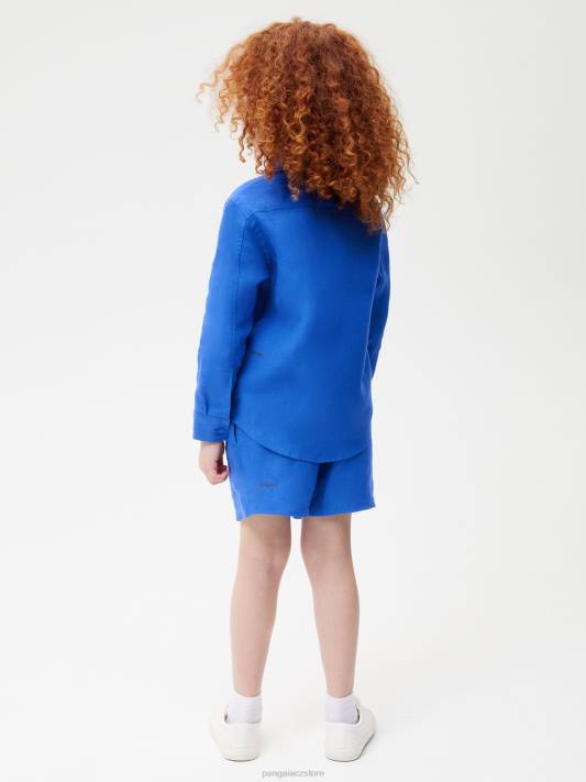 aloe lněná košile s dlouhým rukávem R6FH586 kobaltová modř oblečení Pangaia děti