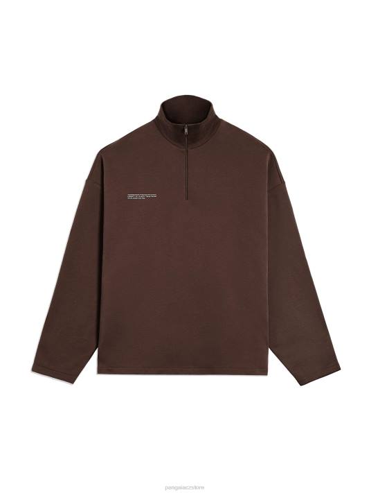 mikina pprmint s polovičním zipem R6FH511 kaštanově hnědá oblečení Pangaia muži