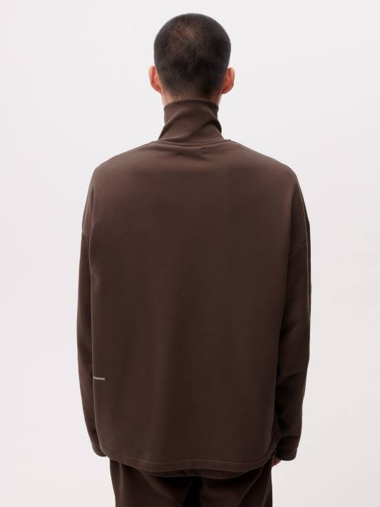 mikina pprmint s polovičním zipem R6FH511 kaštanově hnědá oblečení Pangaia muži