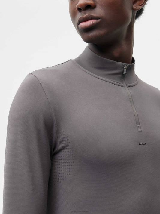 top s dlouhým rukávem na zip R6FH518 sopečná šedá oblečení Pangaia muži