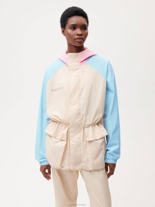 bunda z recyklovaného nylonu v barevném bloku R6FH474 písek oblečení Pangaia ženy