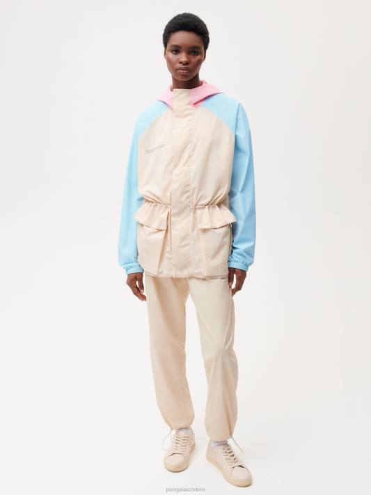 bunda z recyklovaného nylonu v barevném bloku R6FH474 písek oblečení Pangaia ženy