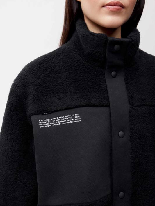 fleecová bunda z recyklované vlny R6FH472 Černá oblečení Pangaia ženy