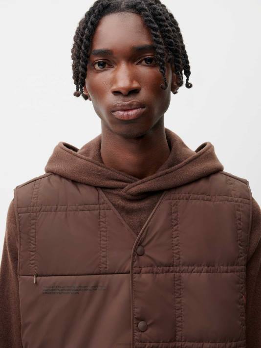 flwrdwn prošívaná vesta R6FH455 kaštanově hnědá oblečení Pangaia ženy