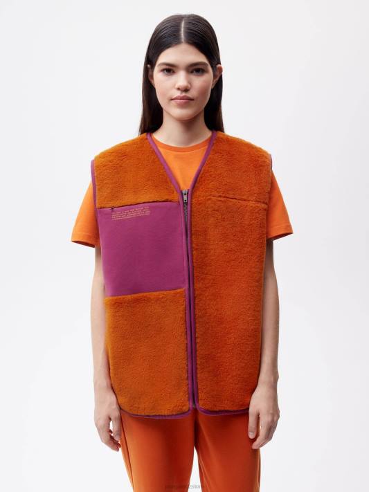 vesta z recyklované vlny R6FH457 skořicový pomeranč oblečení Pangaia ženy