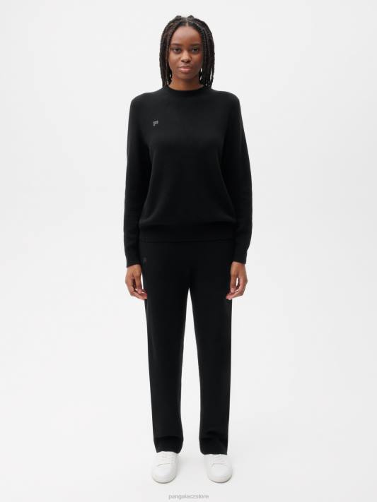 volné tepláky z recyklovaného kašmíru R6FH349 Černá oblečení Pangaia ženy