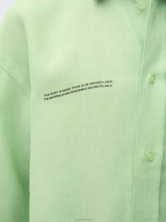 aloe lněná košile s krátkým rukávem R6FH399 pistácie oblečení Pangaia ženy