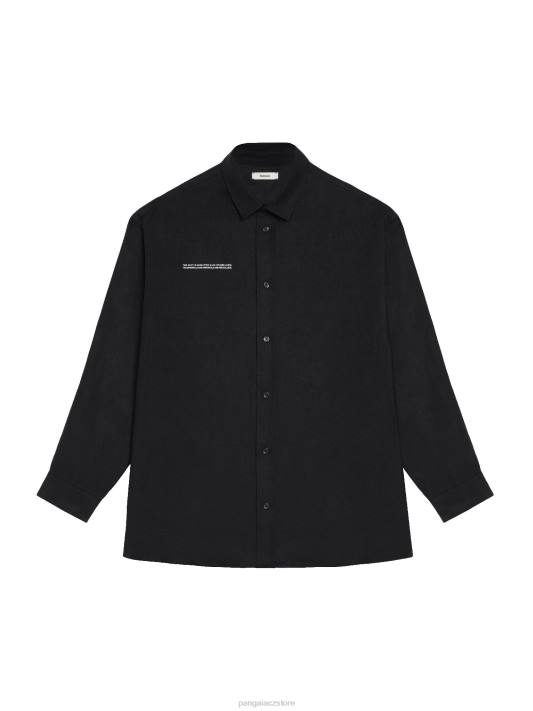 aloe plátěná košile s límečkem s dlouhým rukávem R6FH398 Černá oblečení Pangaia ženy