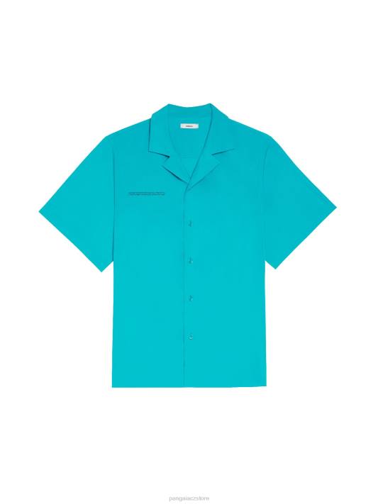 popelínová košile s krátkým rukávem z organické bavlny R6FH393 paví modrá oblečení Pangaia ženy