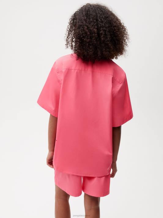 popelínová košile s krátkým rukávem z organické bavlny R6FH402 lotosově růžové oblečení Pangaia ženy