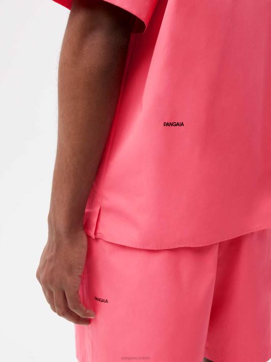 popelínová košile s krátkým rukávem z organické bavlny R6FH402 lotosově růžové oblečení Pangaia ženy