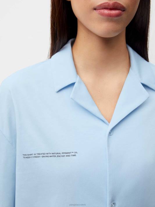 pyžamová košile z organické bavlny R6FH437 měsíční kámen modrý oblečení Pangaia ženy