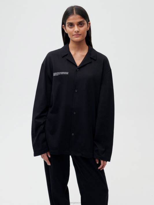 pyžamová košile z organické bavlny s c-vláknem R6FH431 Černá oblečení Pangaia ženy