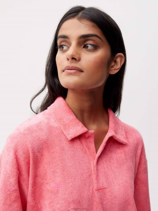 ručníkové polo tričko R6FH397 lotosově růžové oblečení Pangaia ženy