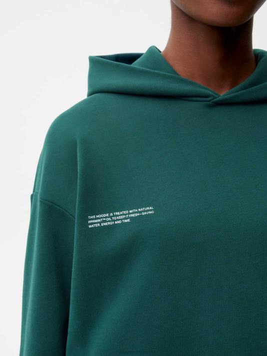 Mikina s kapucí 365 R6FH10 olistění zelené oblečení Pangaia ženy