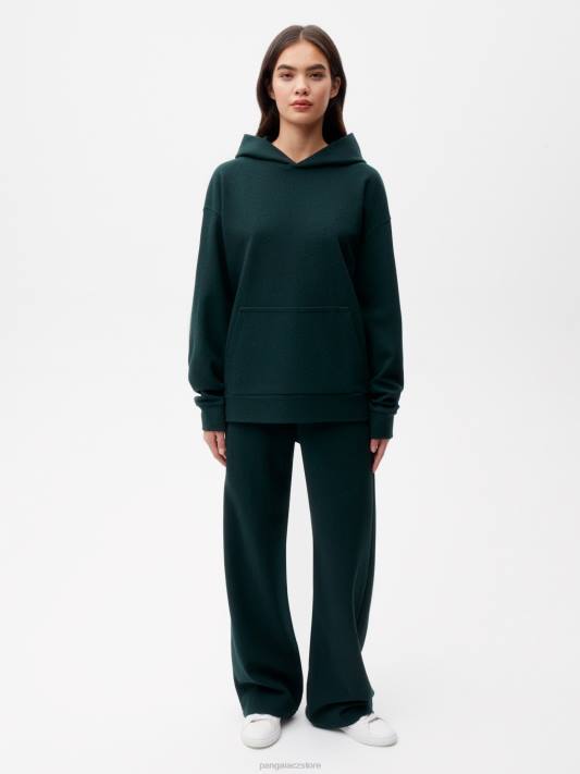 Mikina s kapucí z recyklované vlny R6FH71 olistění zelené oblečení Pangaia ženy