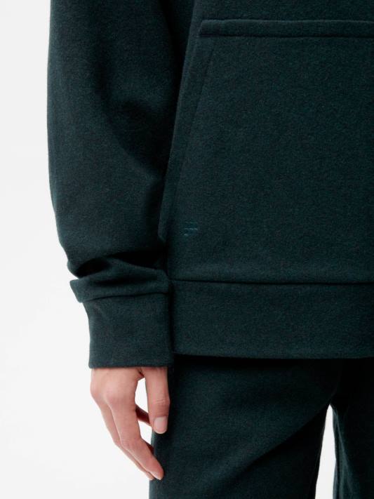 Mikina s kapucí z recyklované vlny R6FH71 olistění zelené oblečení Pangaia ženy