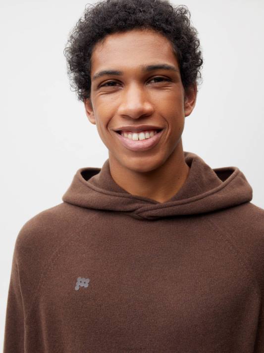 mikina s kapucí z recyklovaného kašmíru R6FH45 kaštanově hnědá oblečení Pangaia ženy