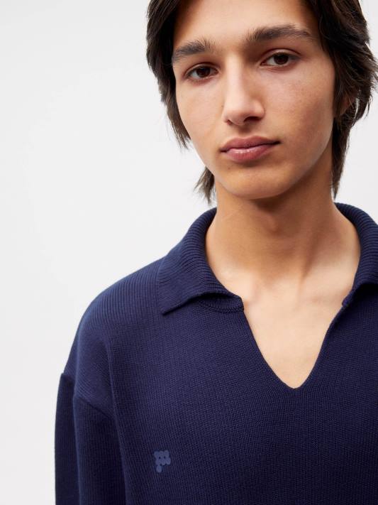 pletený svetr s otevřeným límečkem R6FH99 námořnická modrá oblečení Pangaia ženy