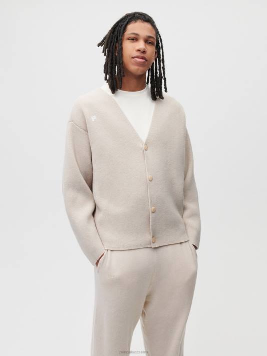 recyklovaný kašmírový kardigan R6FH103 ovesné vločky oblečení Pangaia ženy