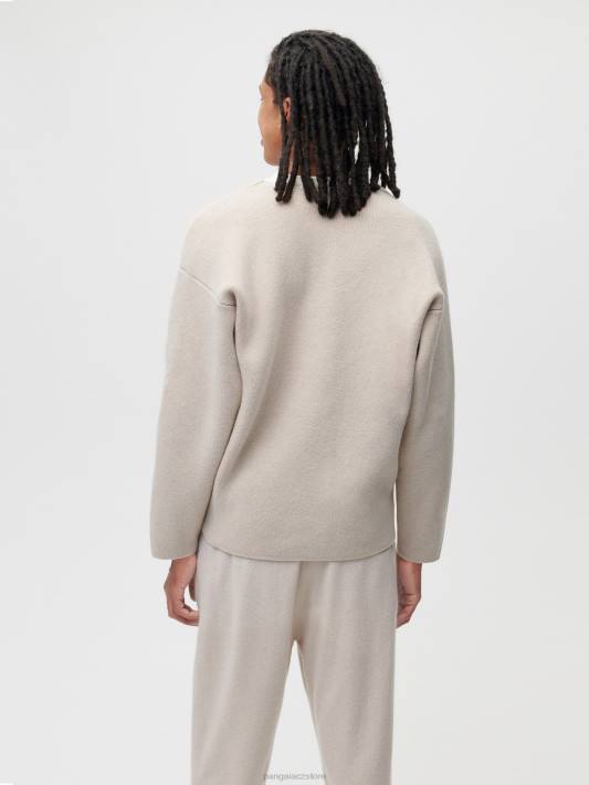 recyklovaný kašmírový kardigan R6FH103 ovesné vločky oblečení Pangaia ženy