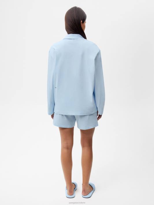 Volné šortky z pyžama z organické bavlny R6FH436 měsíční kámen modrý oblečení Pangaia ženy