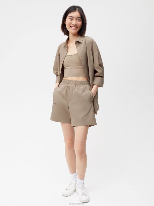 elastické šortky s popelínem z organické bavlny R6FH235 taupe oblečení Pangaia ženy