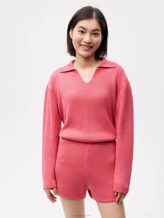 pletené šortky R6FH278 lotosově růžové oblečení Pangaia ženy