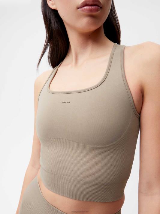 pohybové žebrované tílko R6FH179 taupe oblečení Pangaia ženy