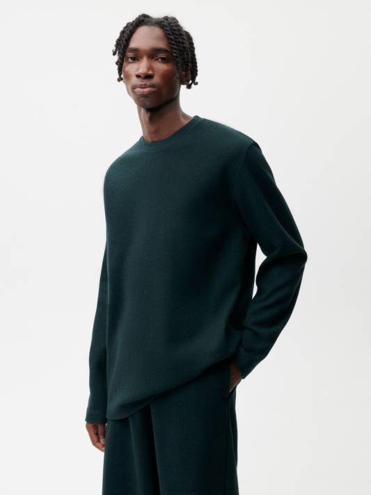 Tričko s dlouhým rukávem z recyklované vlny R6FH140 olistění zelené oblečení Pangaia ženy