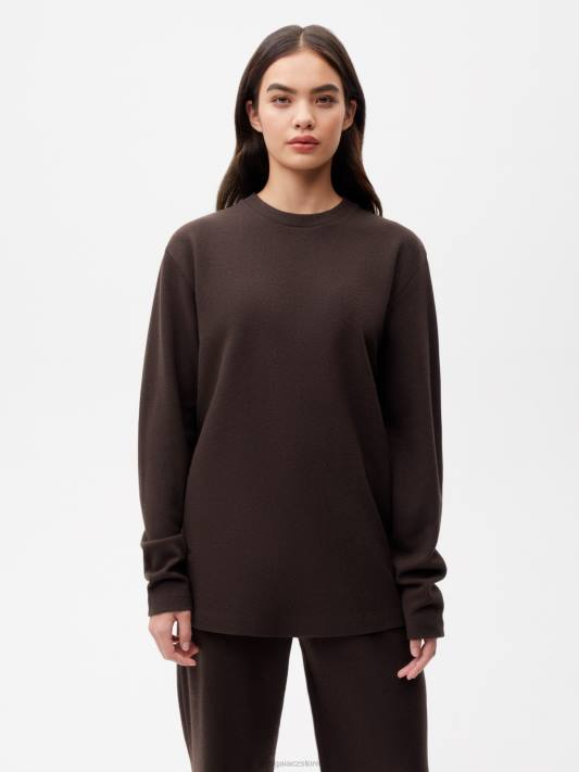 Tričko s dlouhým rukávem z recyklované vlny R6FH200 kaštanově hnědá oblečení Pangaia ženy