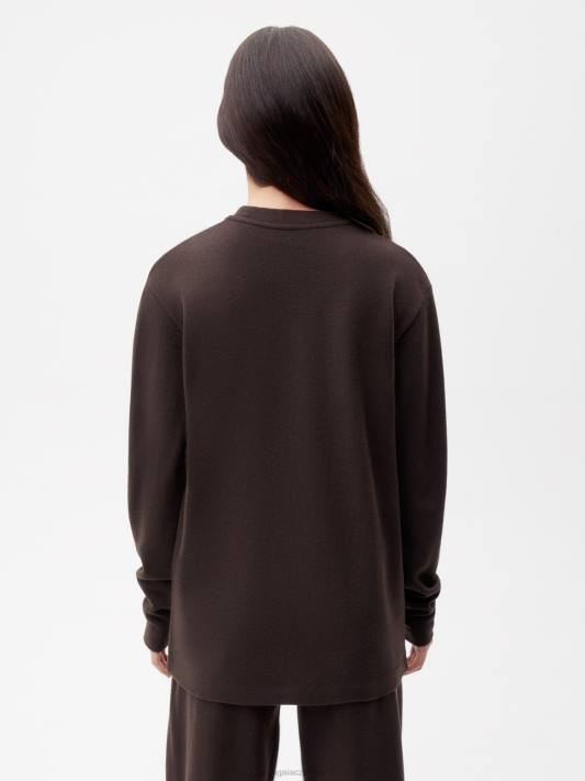 Tričko s dlouhým rukávem z recyklované vlny R6FH200 kaštanově hnědá oblečení Pangaia ženy