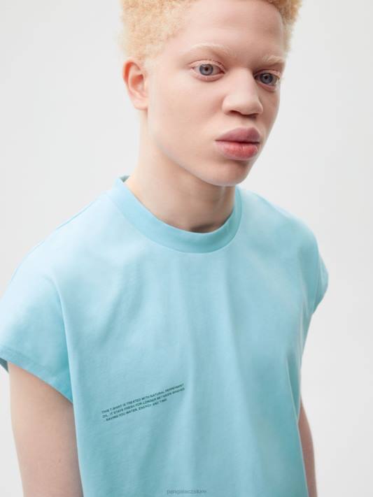 Pprmint organické bavlněné zkrácené jádro trička na ramenou R6FH180 nebeská modrá oblečení Pangaia ženy