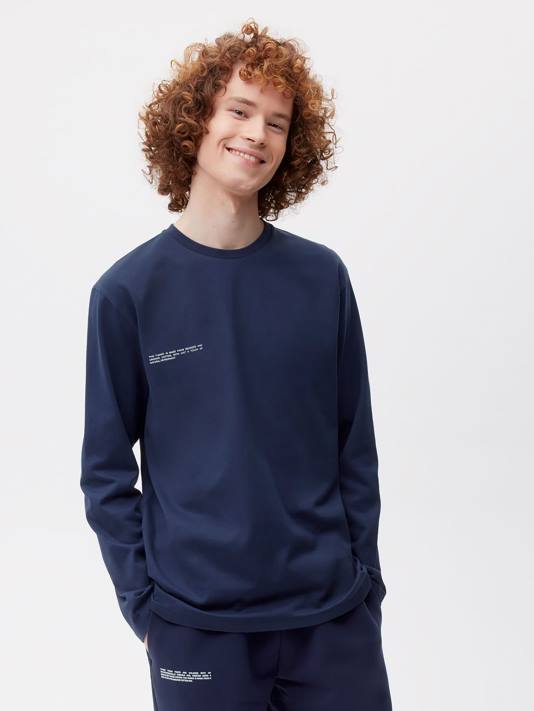 Tričko s dlouhým rukávem z organické bavlny s c-vláknem R6FH149 námořnická modrá oblečení Pangaia ženy