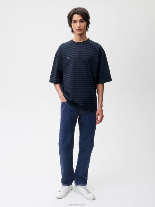 boxy tričko z recyklované bavlny s pruhy R6FH209 Černá oblečení Pangaia ženy