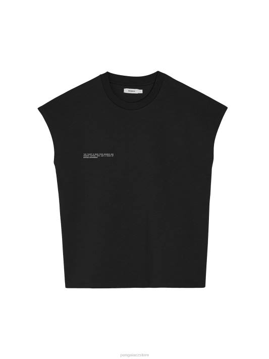 organické bavlněné tričko se zkráceným ramenem a jádrem z C-vlákna R6FH161 Černá oblečení Pangaia ženy