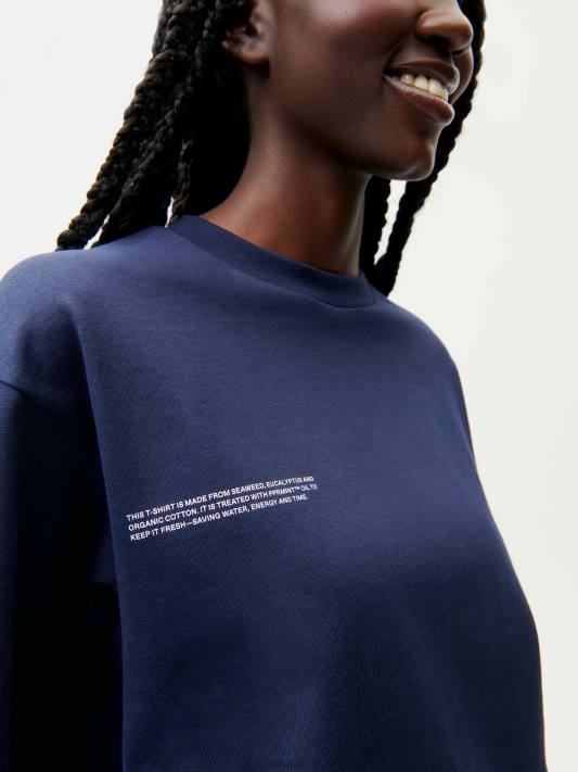 uvolněné tričko z organické bavlny s c-vláknem R6FH185 námořnická modrá oblečení Pangaia ženy