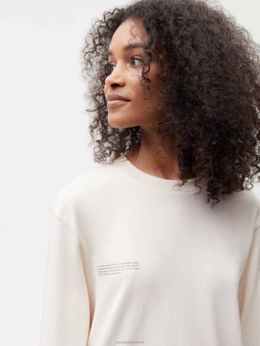v konverzním bavlněném tričku s dlouhým rukávem R6FH130 bavlna bílá oblečení Pangaia ženy